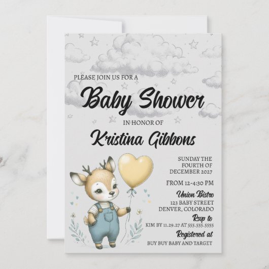 Deer Baby shower Kaart (Voorkant)