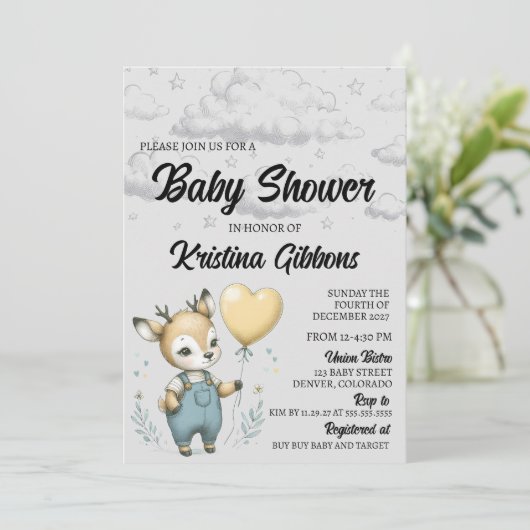 Deer Baby shower Kaart (Staand voorkant)