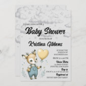 Deer Baby shower Kaart (Voorkant / Achterkant)