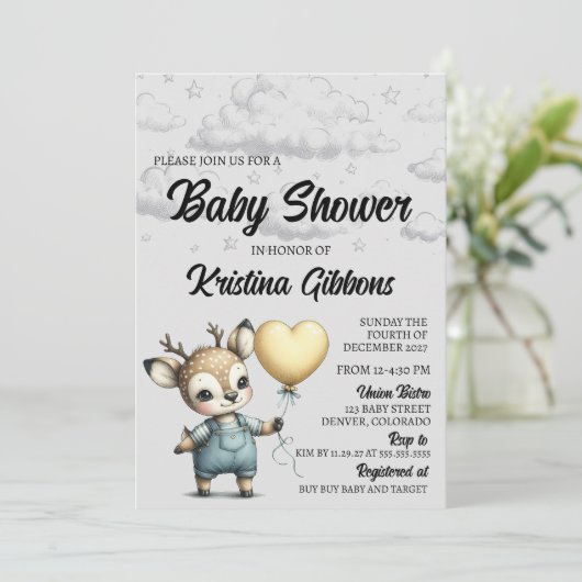 Deer Baby shower Kaart (Staand voorkant)