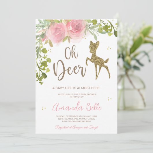 Deer Baby Shower  Kaart (Staand voorkant)