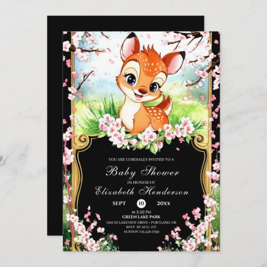 Deer Baby shower Kaart (Voorkant / Achterkant)