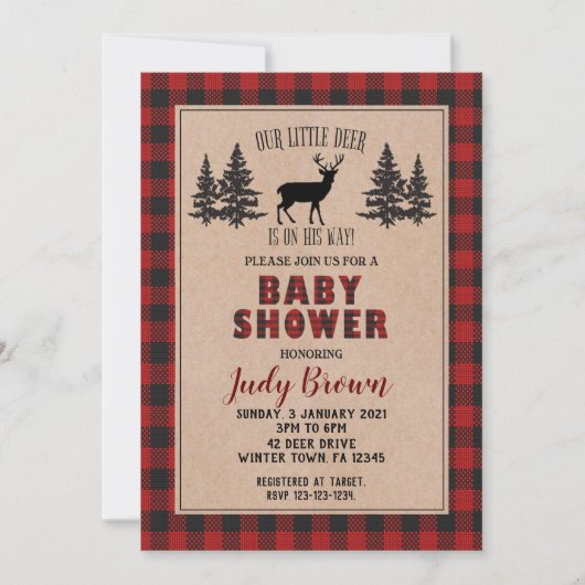 Deer Baby shower, kerstshow, Feestdagen Kaart (Voorkant)