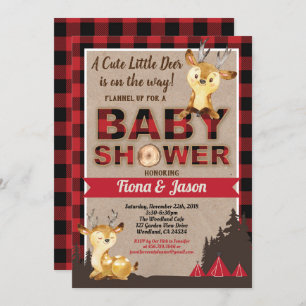 Deer baby shower lumberjack couples baby shower kaart