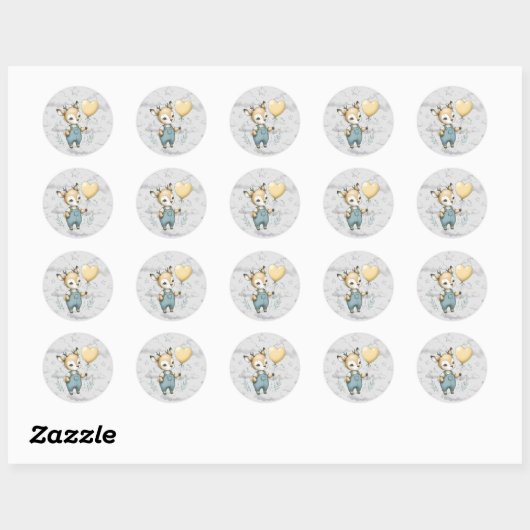 Deer Baby shower Ronde Sticker (Vel)