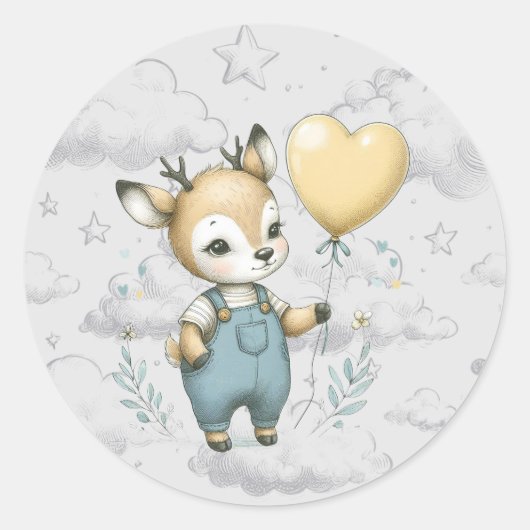 Deer Baby shower Ronde Sticker (Voorkant)