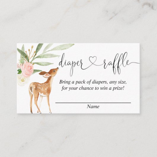 Deer baby shower roze, groene, luiertapekaarten informatiekaartje (Voorkant)