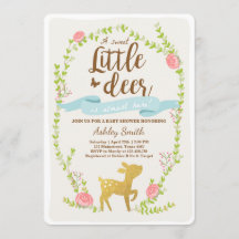 Deer baby shower uitnodiging Woodland Boy blue