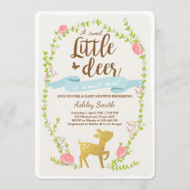 Deer baby shower uitnodiging Woodland Boy blue