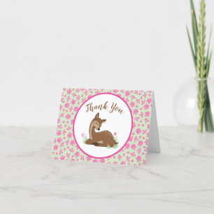 Deer Baby shower Woodland Fawn Pink Bedankkaart