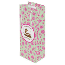Deer Baby shower Woodland Fawn Pink Wijn Cadeautas