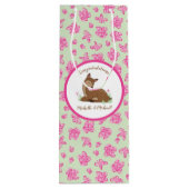 Deer Baby shower Woodland Fawn Pink Wijn Cadeautas (Achterkant)