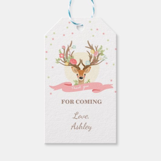 Deer bedankt je cadeau label Woodland Girl Buck Cadeaulabel (Voorkant)