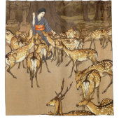 Deer bij de Kasuga Shrine Yoshida Hiroshi 1928 Douchegordijn (Voorkant)