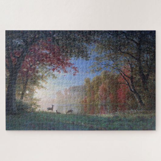 Deer bij een meer, Albert Bierstadt Legpuzzel (Horizontaal)