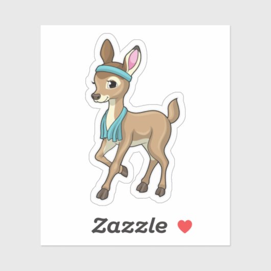 Deer bij Fitness met handdoek Sticker (Vel)