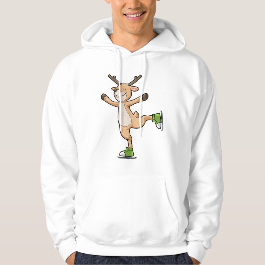 Deer bij Ice skating met Ice schaatsen Hoodie (Voorkant)