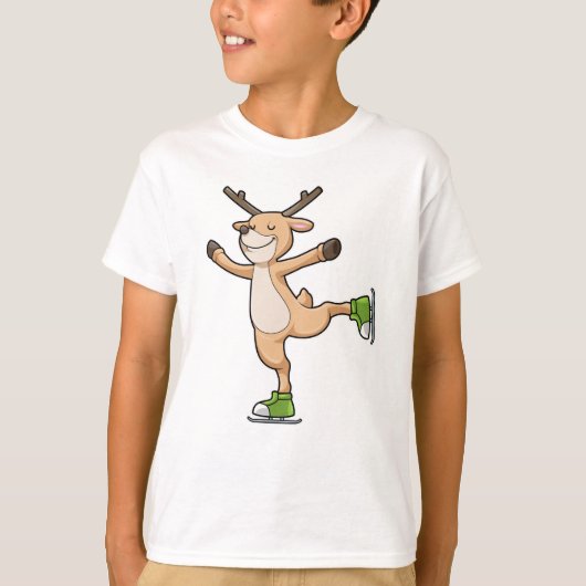 Deer bij Ice skating met Ice schaatsen T-shirt (Voorkant)
