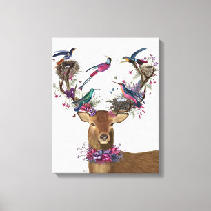 Deer Birdkeeper, Tropische vogelnesten Canvas Afdruk