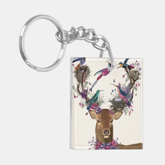 Deer Birdkeeper, Tropische vogelnesten Sleutelhanger (Voorkant Links)
