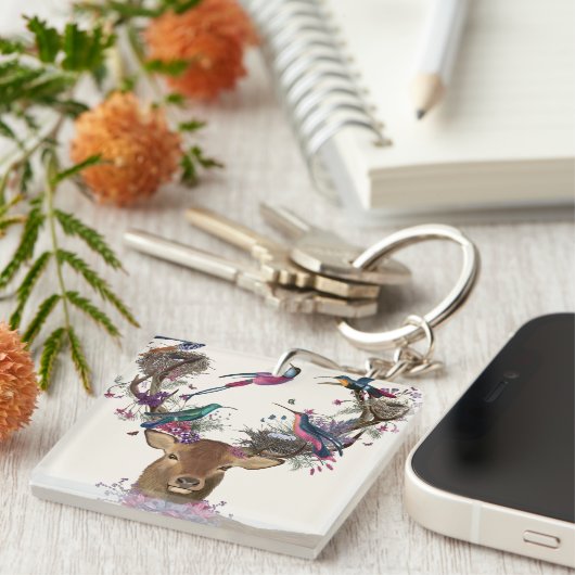 Deer Birdkeeper, Tropische vogelnesten Sleutelhanger (Voorkant Rechts)
