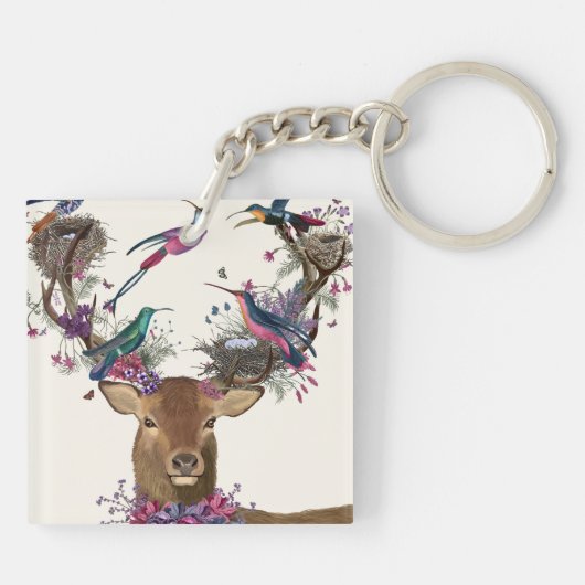 Deer Birdkeeper, Tropische vogelnesten Sleutelhanger (Achterkant)