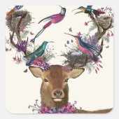 Deer Birdkeeper, Tropische vogelnesten Vierkante Sticker (Voorkant)
