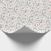 Deer, bladeren en bloemen Verpakkingspapier Cadeaupapier (Hoek)