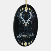 Deer Blessed Yule Moon Pharse Witch Pagan Witchy Keramisch Ornament (Rechts)