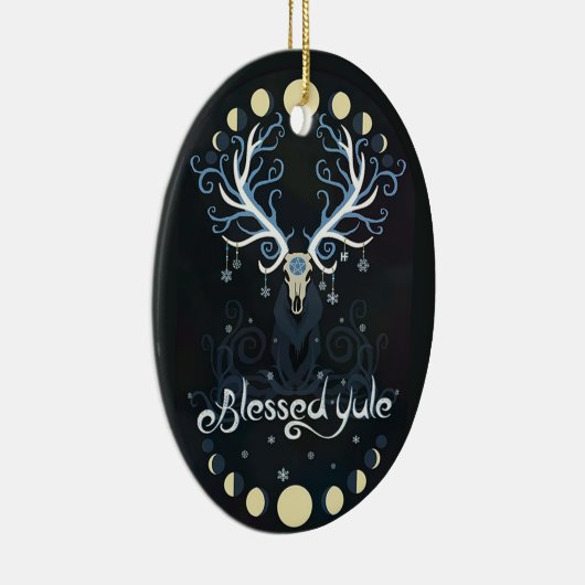 Deer Blessed Yule Moon Pharse Witch Pagan Witchy Keramisch Ornament (Rechts)