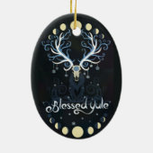 Deer Blessed Yule Moon Pharse Witch Pagan Witchy Keramisch Ornament (Achterkant)