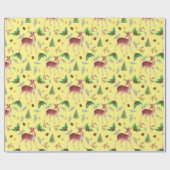 Deer blissful kerst yellow wrappaper cadeaupapier (Vlak)