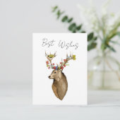 Deer bloemen elegant eenvoudige botanische waterve briefkaart (Staand voorkant)
