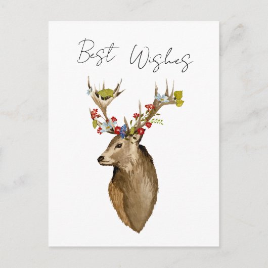 Deer bloemen elegant eenvoudige botanische waterve briefkaart (Voorkant)