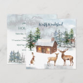 Deer, blokhut, hare kerstfeestkaart (Voorkant / Achterkant)