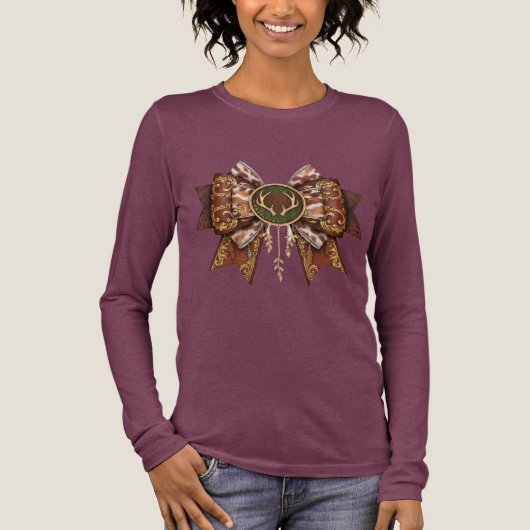 deer bow coquette style Tri-Blend shirt (Voorkant)