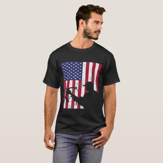 Deer Bow Hunt Hunter Whitetail Tee American Flag 2 T-shirt (Voorkant volledig)