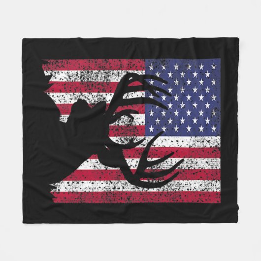 Deer Bow Hunting Tee Whitetail Hunter American Fla Fleece Deken (Voorkant (Horizontaal))