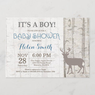 Deer Boy Baby shower Invitation Rustic Woodland Kaart