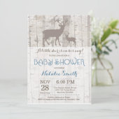 Deer Boy Baby shower Invitation Rustic Woodland Kaart (Staand voorkant)