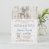Deer Boy Baby shower Invitation Rustic Woodland Kaart (Staand voorkant)