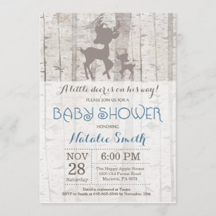Deer Boy Baby shower Invitation Rustic Woodland Kaart
