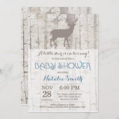 Deer Boy Baby shower Invitation Rustic Woodland Kaart (Voorkant / Achterkant)