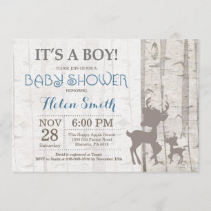 Deer Boy Baby shower Invitation Rustic Woodland Kaart