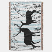 Deer Buck and Doe Birch Forest Throw Blanket Deken (Voorkant Verticaal)