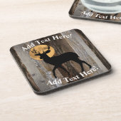 Deer Buck Antlers Full Moon Rustisch Hood Bier Onderzetter (Linkerzijde)