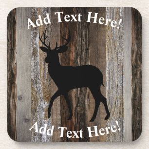 Deer Buck Antlers Wood Rustisch Hout Bier Onderzetter