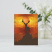 Deer Buck bovenop Mountain met zonsondergang Briefkaart (Staand voorkant)