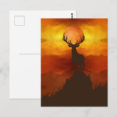 Deer Buck bovenop Mountain met zonsondergang Briefkaart (Voorkant / Achterkant)