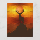 Deer Buck bovenop Mountain met zonsondergang Briefkaart (Voorkant)